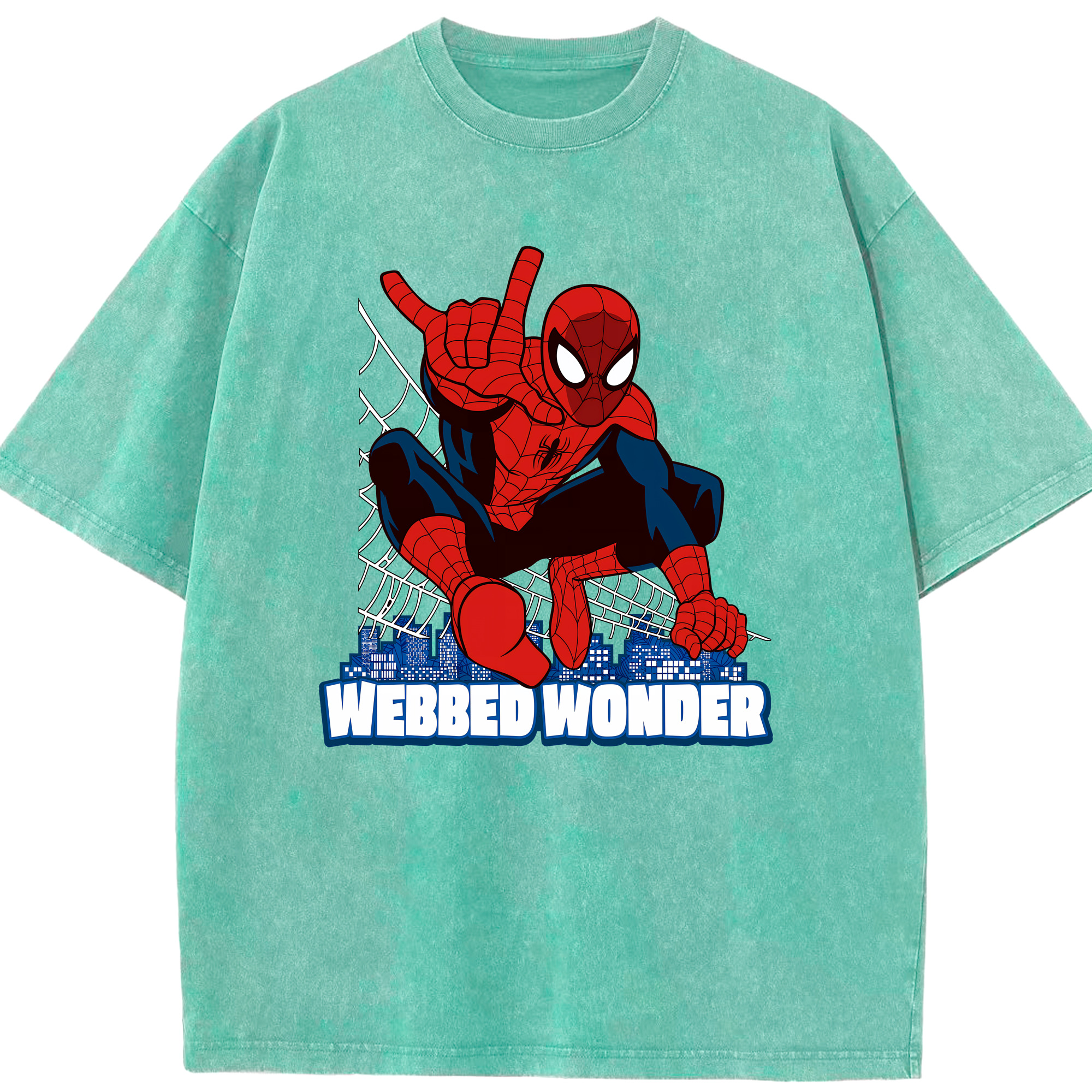 （画像用） Spider Man スパイダーマン 綿100% ヴィンテージ風 半袖Tシャツ（フロントプリント）